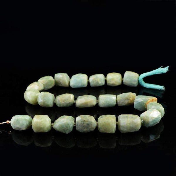 gemsmore:Natural Untreated Green Aquamarine Beads Strand Faceted Drilled