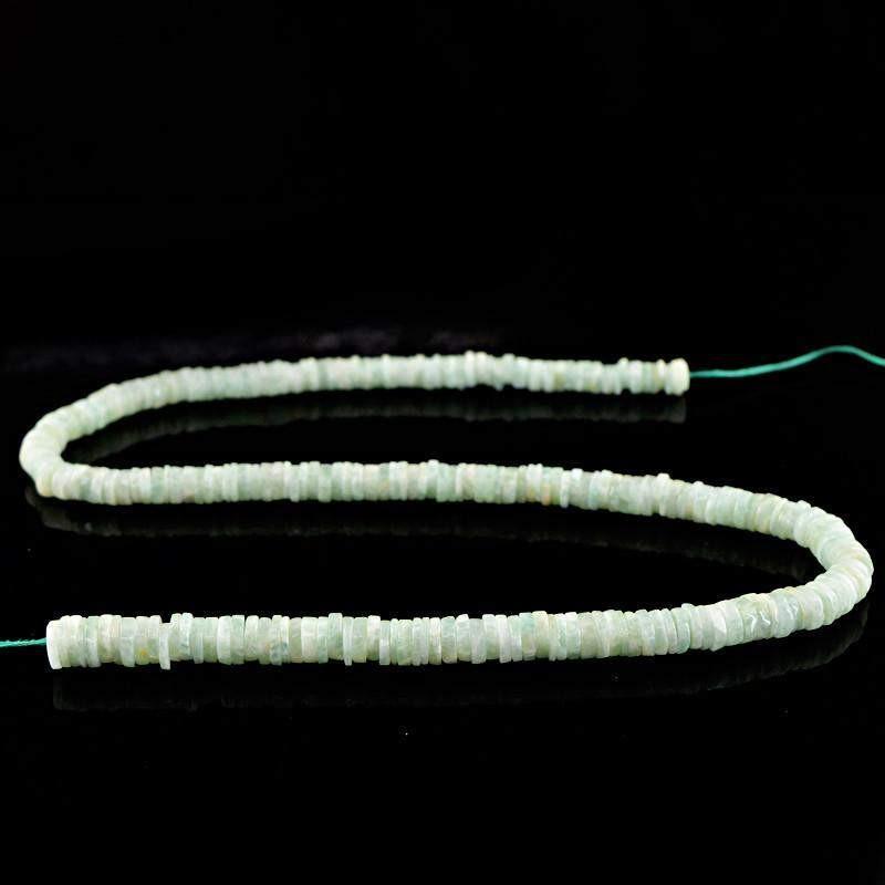 gemsmore:Natural Untreated Green Aquamarine Beads Strand