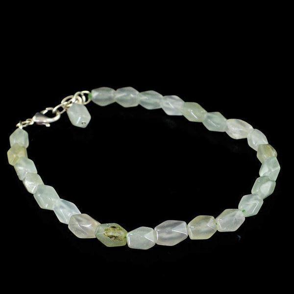 gemsmore:Natural Untreated Green Aquamarine Bracelet Faceted Beads