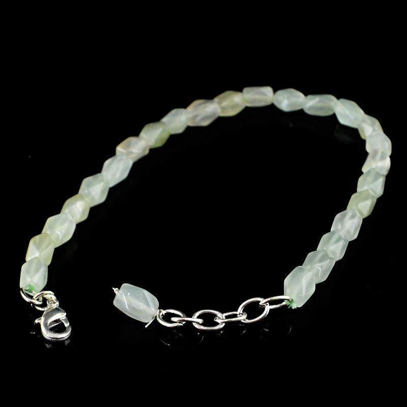 gemsmore:Natural Untreated Green Aquamarine Bracelet Faceted Beads