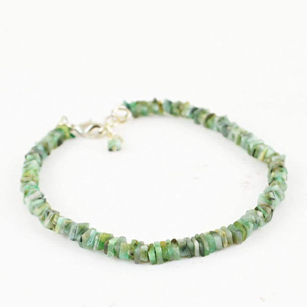 gemsmore:Natural Untreated Green Emerald Beads Bracelet