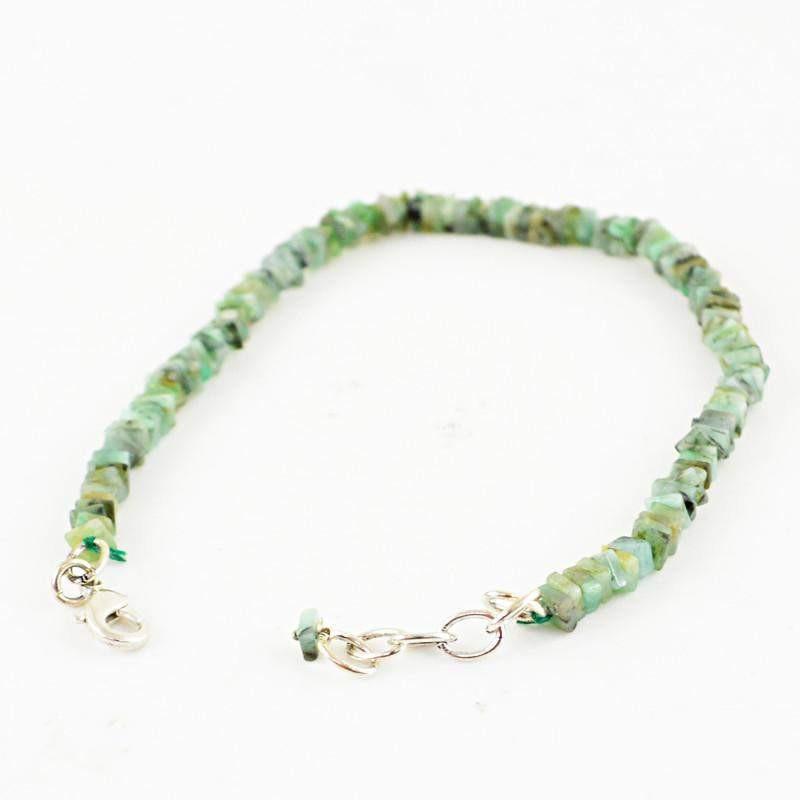 gemsmore:Natural Untreated Green Emerald Beads Bracelet