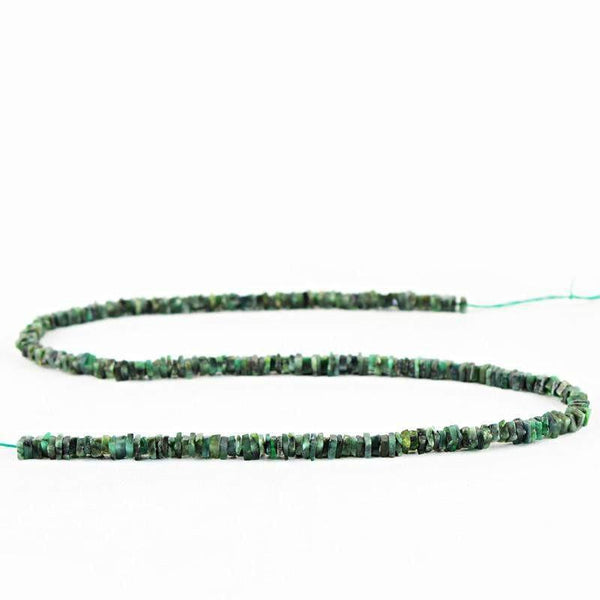 gemsmore:Natural Untreated Green Emerald Beads Strand