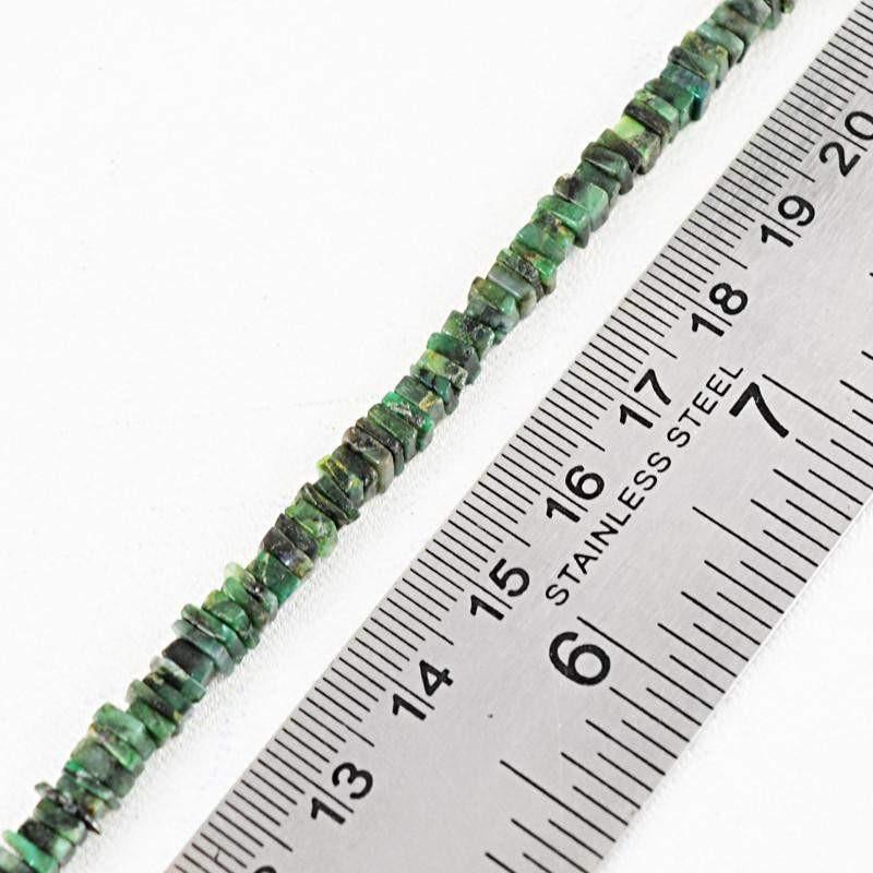 gemsmore:Natural Untreated Green Emerald Beads Strand