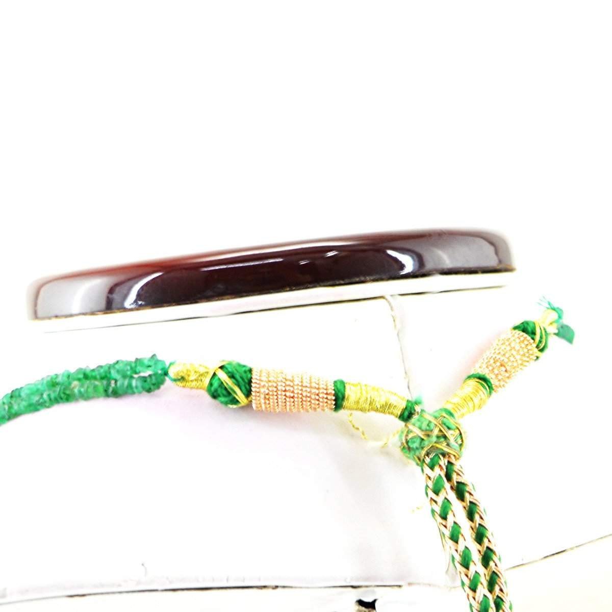 Natural Untreated Green Emerald Necklace 2 Line Round Cut Beads