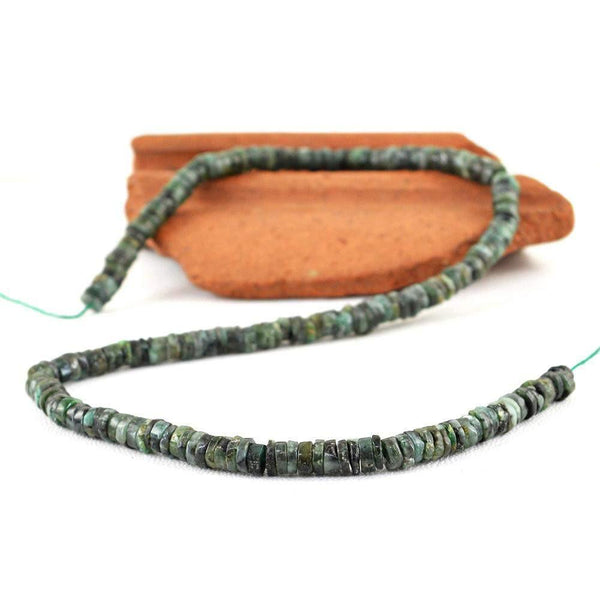 gemsmore:Natural Untreated Green Emerald Round Beads Strand
