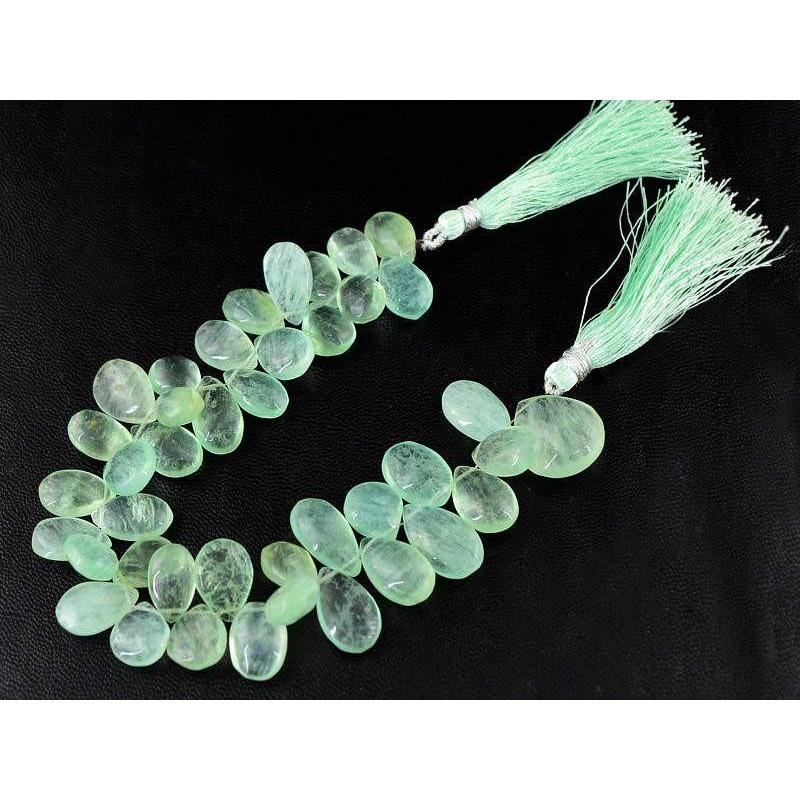 gemsmore:Natural Untreated Green Fluorite Drilled Beads Strand