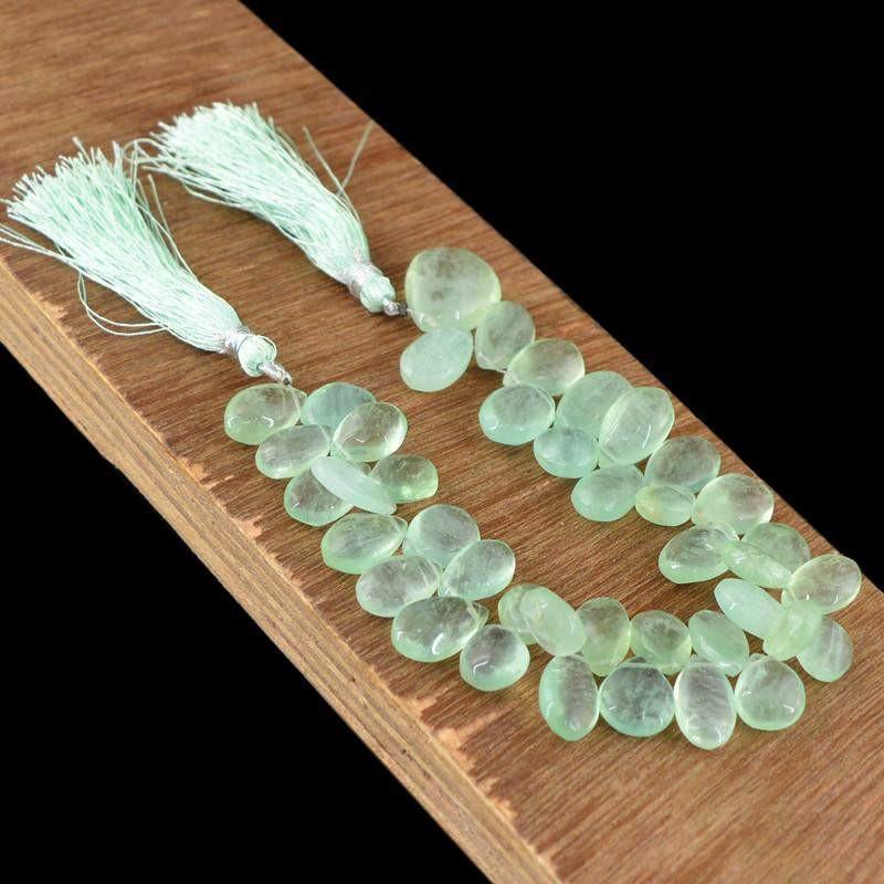 gemsmore:Natural Untreated Green Fluorite Drilled Beads Strand