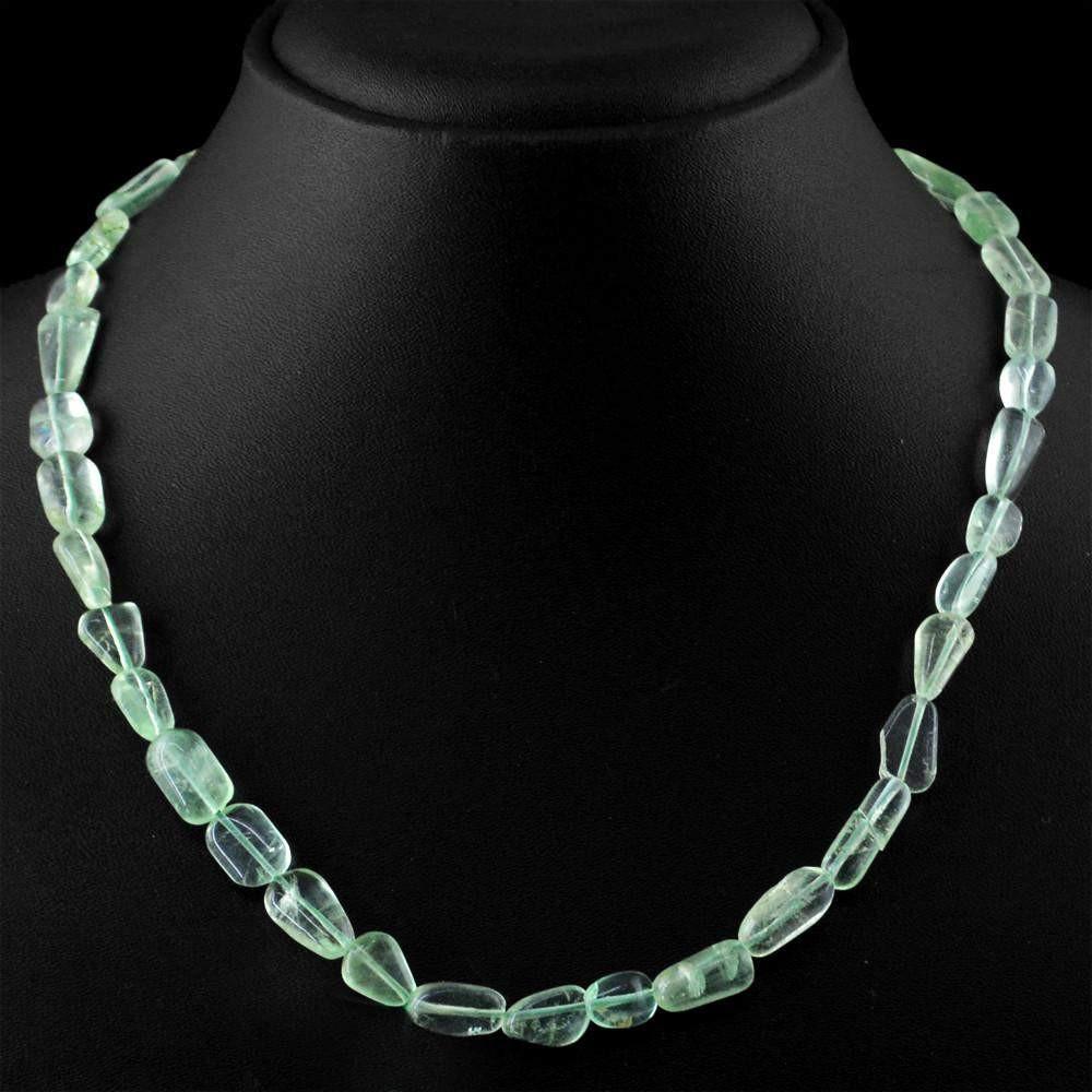 gemsmore:Natural Untreated Green Fluorite Necklace Genuine Beads