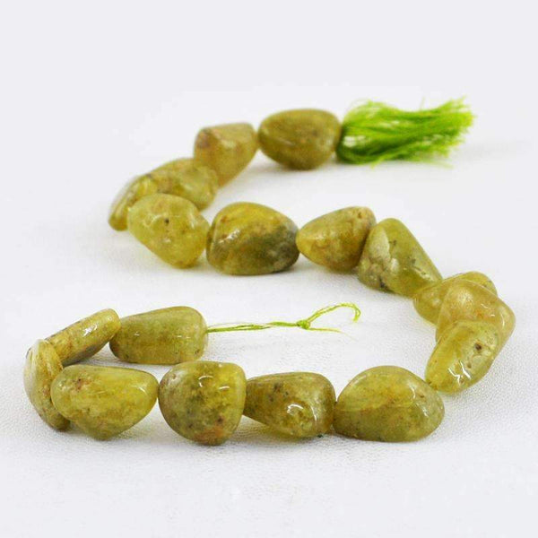 gemsmore:Natural Untreated Green Garnet Beads Strand - Drilled