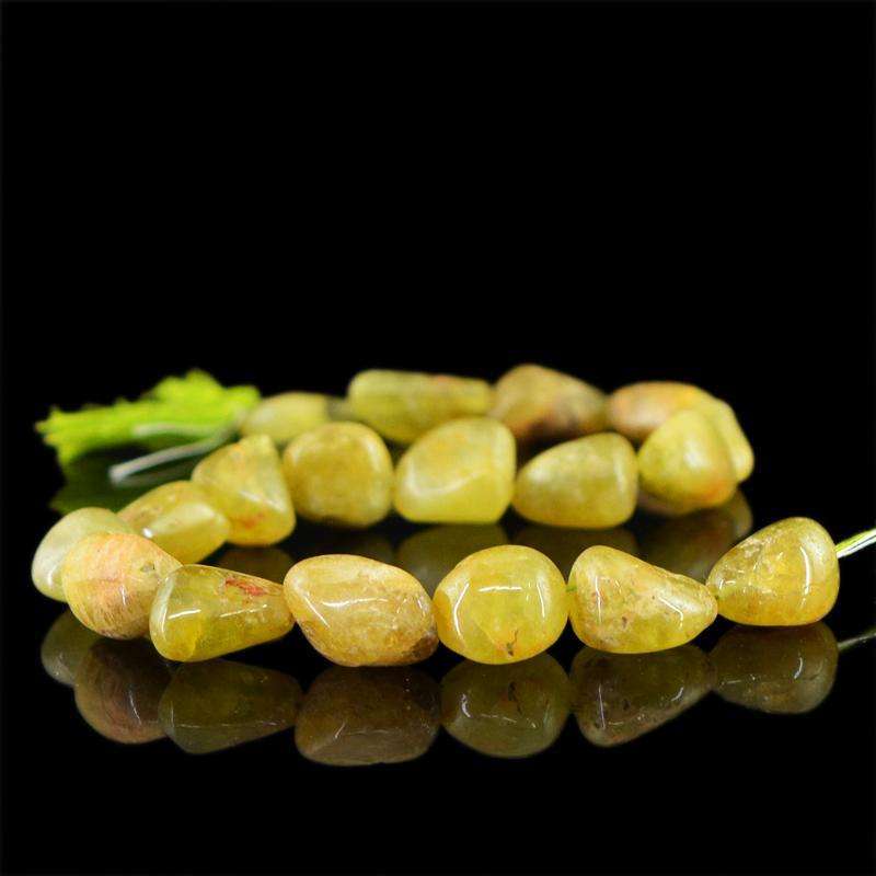 gemsmore:Natural Untreated Green Garnet Beads Strand