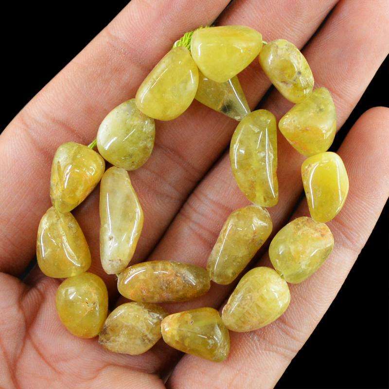 gemsmore:Natural Untreated Green Garnet Beads Strand