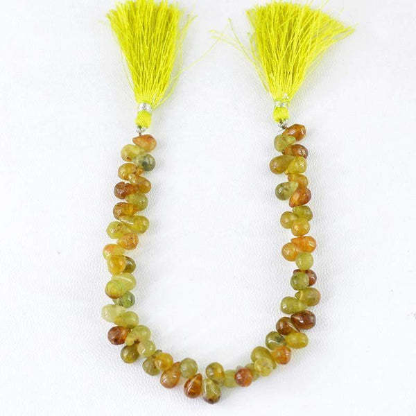 gemsmore:Natural Untreated Green Garnet Drilled Beads Strand