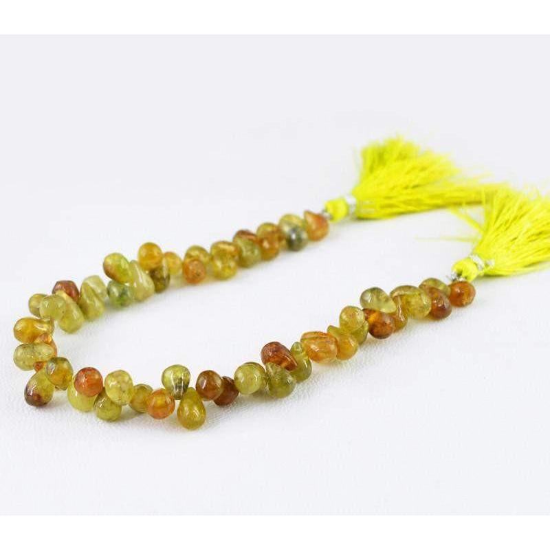 gemsmore:Natural Untreated Green Garnet Drilled Beads Strand