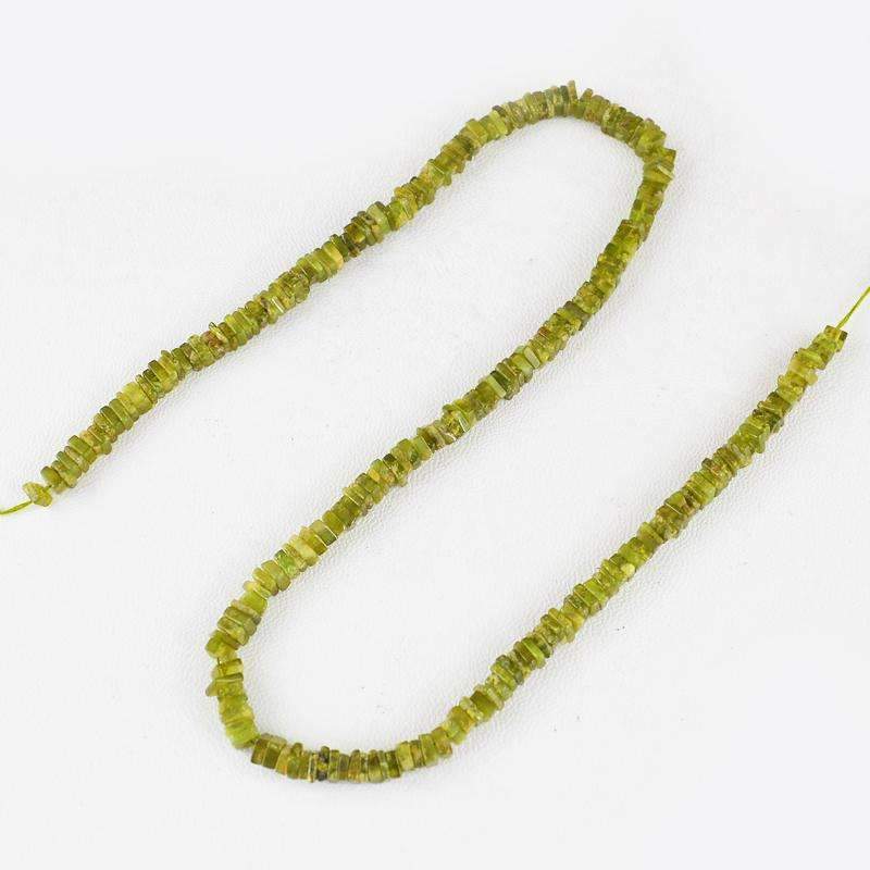 gemsmore:Natural Untreated Green Garnet Drilled Beads Strand