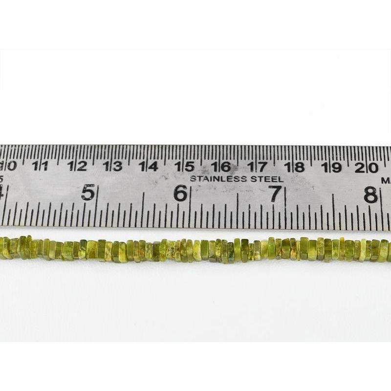 gemsmore:Natural Untreated Green Garnet Drilled Beads Strand