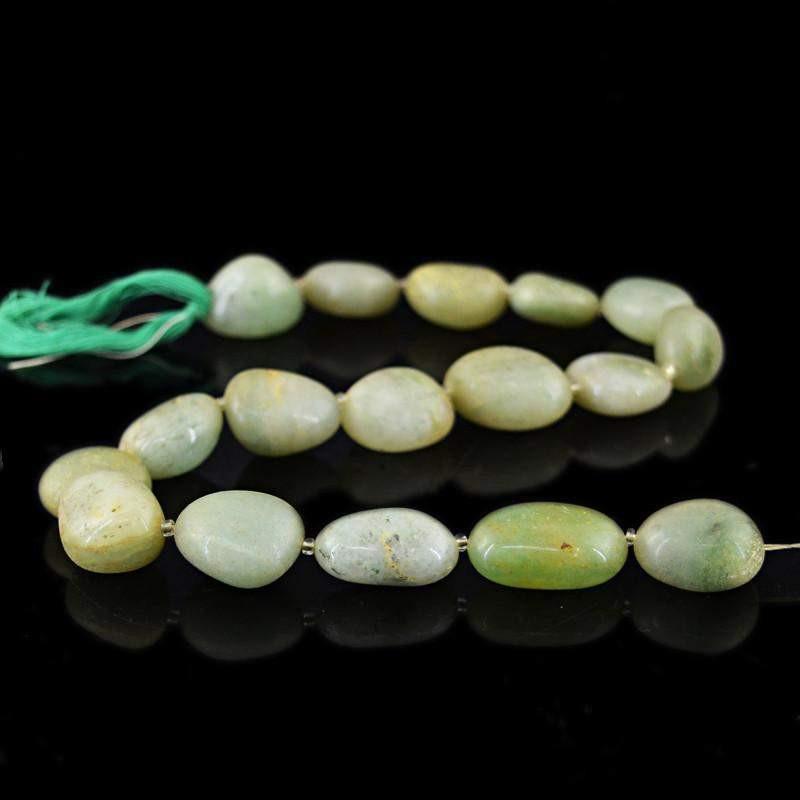 gemsmore:Natural Untreated Green Jade Beads Strand