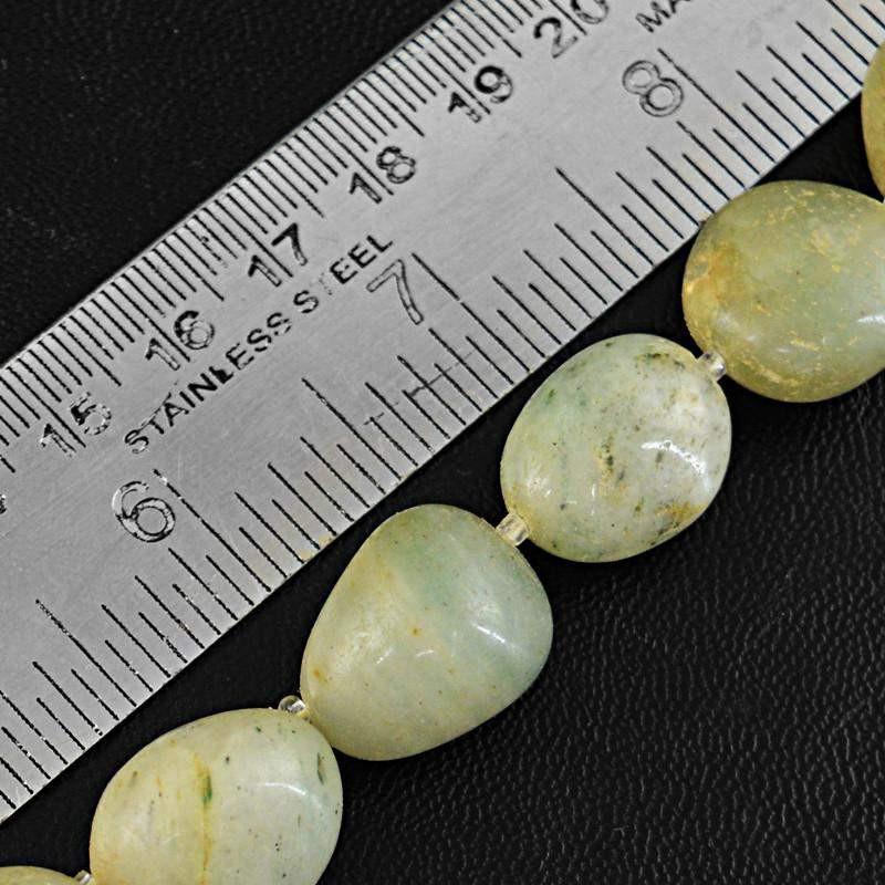 gemsmore:Natural Untreated Green Jade Beads Strand