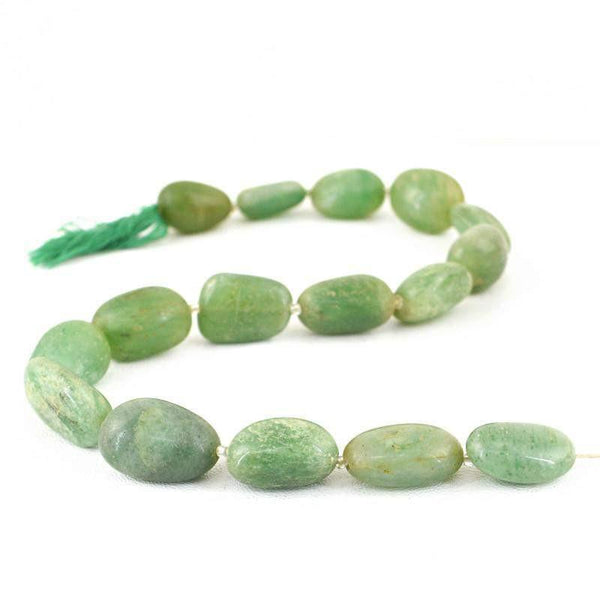 gemsmore:Natural Untreated Green Jade Beads Strand