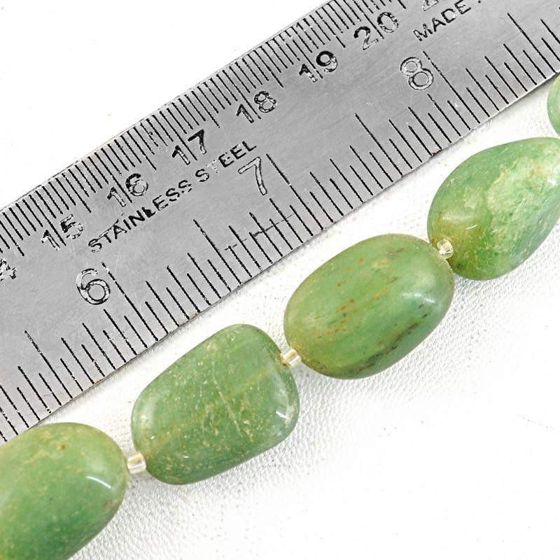 gemsmore:Natural Untreated Green Jade Beads Strand