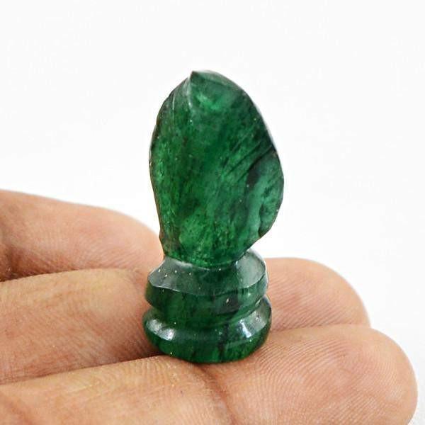 gemsmore:Natural Untreated Green Jade Carved Snake Gemstone