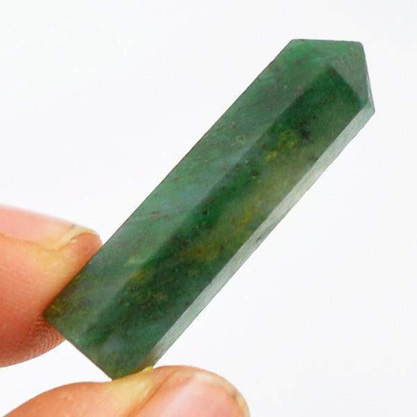 gemsmore:Natural Untreated Green Jade Meditation Healing Point