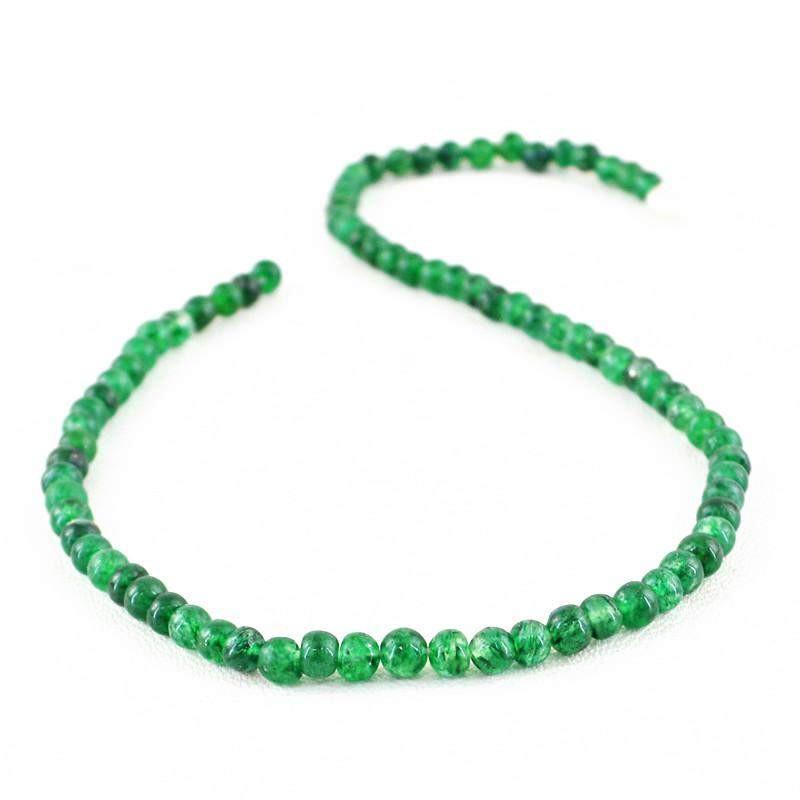 gemsmore:Natural Untreated Green Jade Strand Round Shape Beads