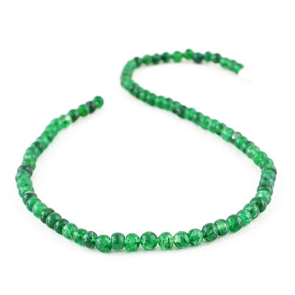 gemsmore:Natural Untreated Green Jade Strand Round Shape Beads