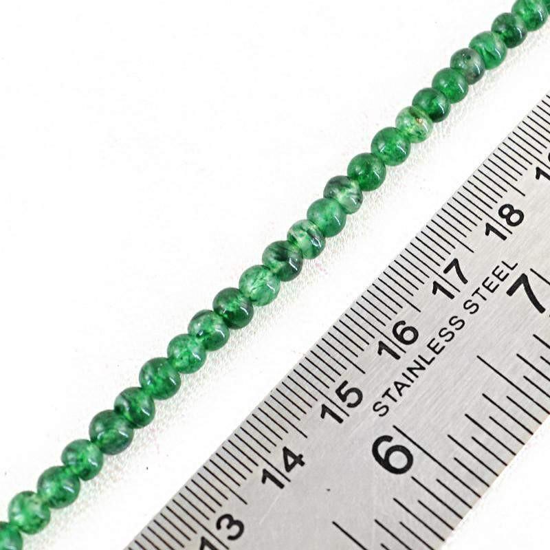 gemsmore:Natural Untreated Green Jade Strand Round Shape Beads