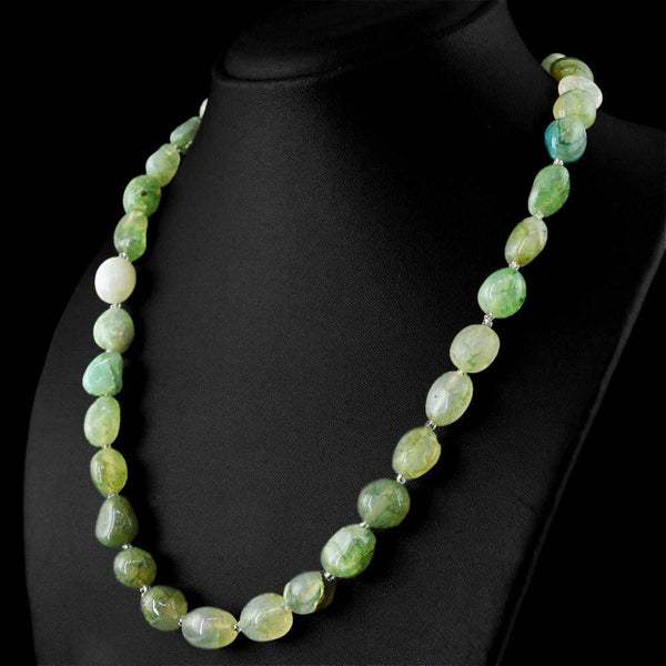 gemsmore:Natural Untreated Green Onyx Beads Necklace