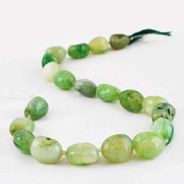 gemsmore:Natural Untreated Green Onyx Beads Strand - Drilled