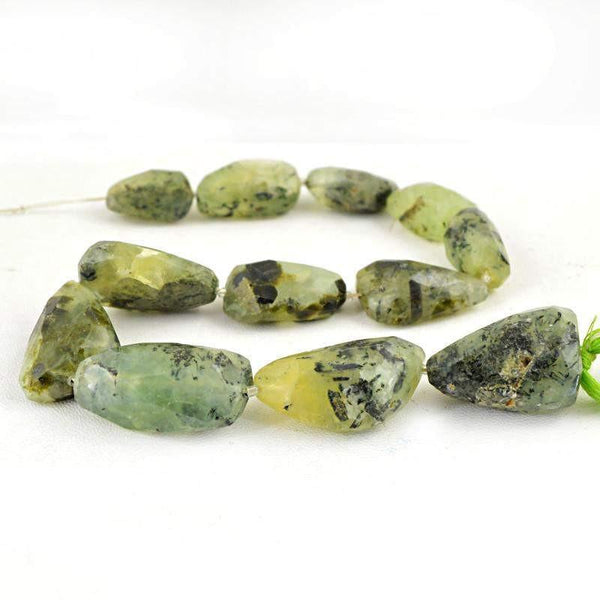 gemsmore:Natural Untreated Green Phrenite Beads Strand