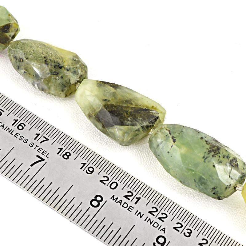 gemsmore:Natural Untreated Green Phrenite Beads Strand