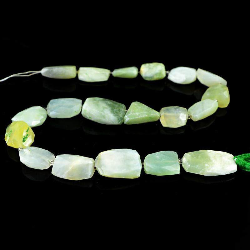 gemsmore:Natural Untreated Green Phrenite Beads Strand