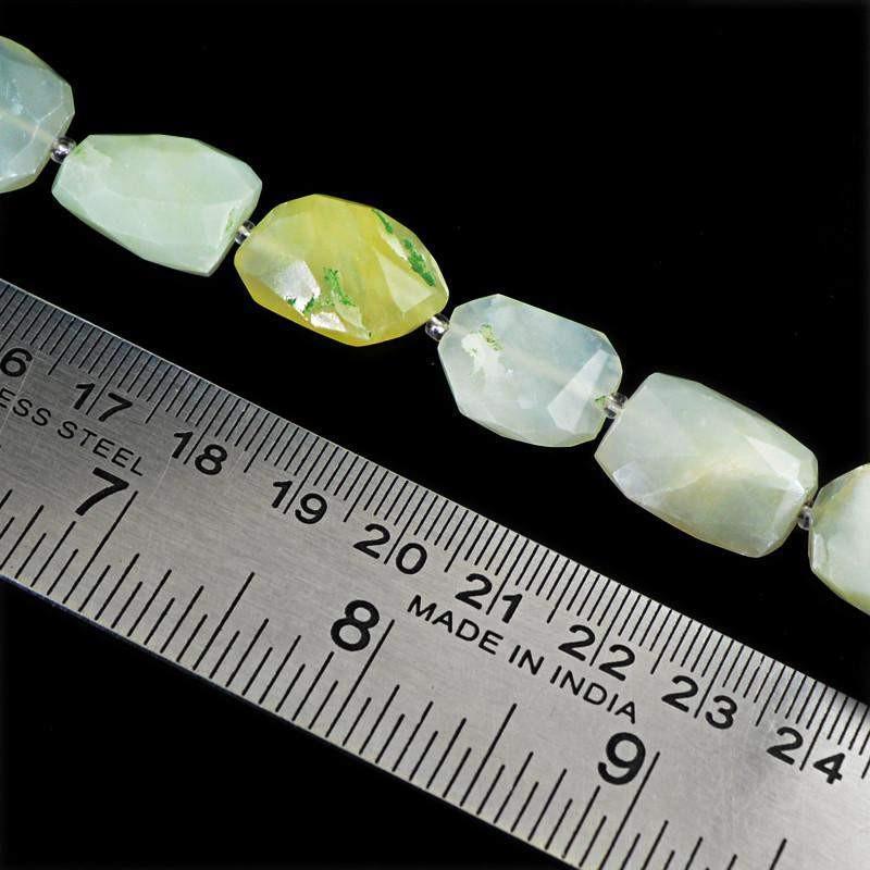 gemsmore:Natural Untreated Green Phrenite Beads Strand