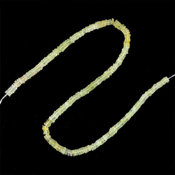 gemsmore:Natural Untreated Green Phrenite Drilled Beads Strand