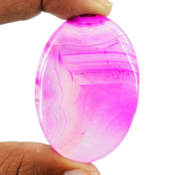 gemsmore:Natural Untreated Healing Palm Pink Onyx Oval Shape Loose Gemstone