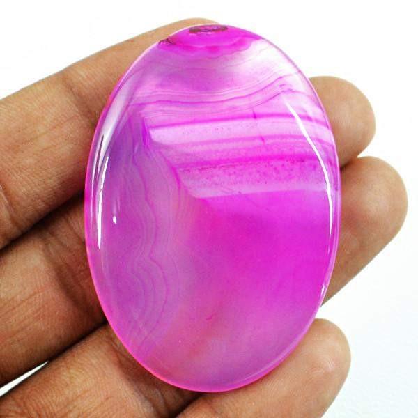 gemsmore:Natural Untreated Healing Palm Pink Onyx Oval Shape Loose Gemstone