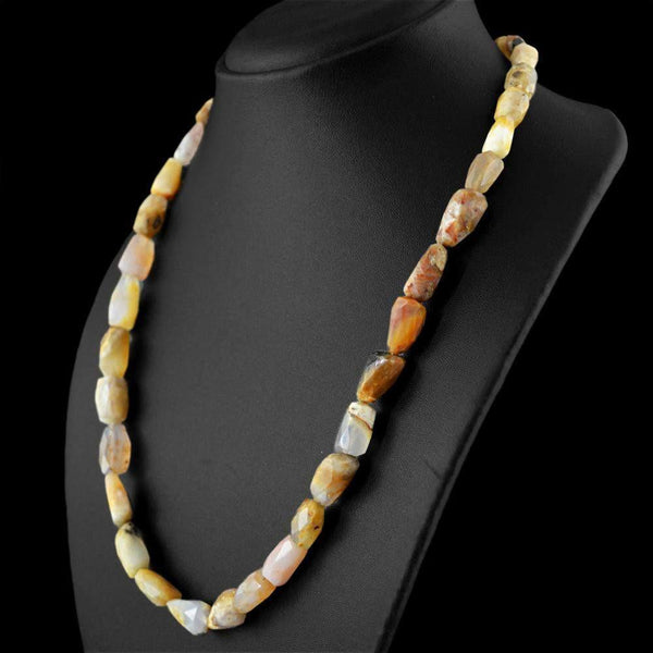gemsmore:Natural Untreated Indian Opal Necklace Faceted Beads