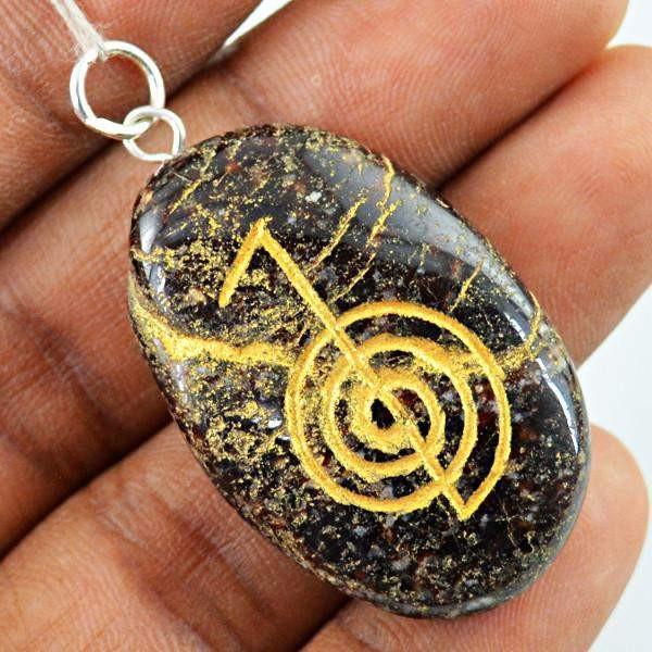 gemsmore:Natural Untreated Jasper Chakra Gemstone Pendant