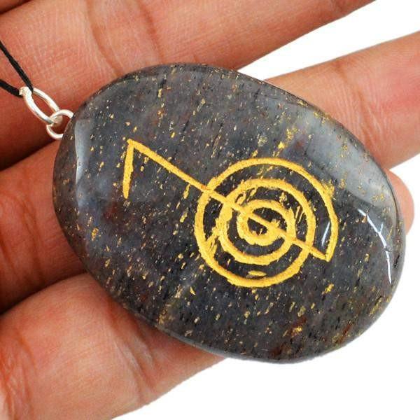 gemsmore:Natural Untreated Jasper Chakra Reiki Healing Gemstone Pendant