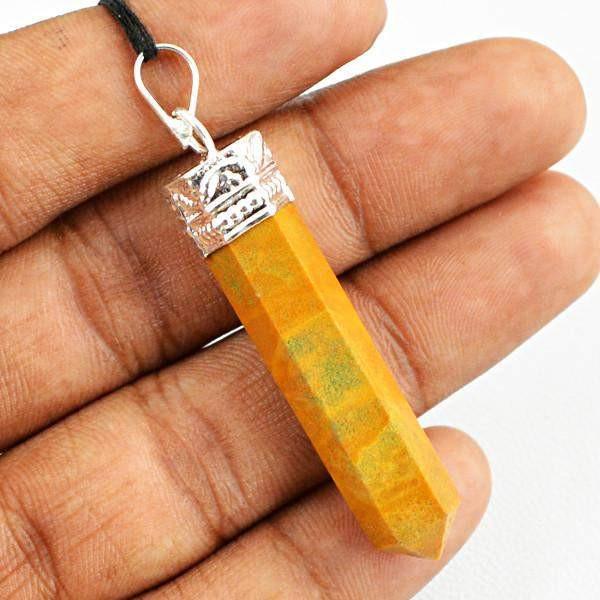 gemsmore:Natural Untreated Jasper Crystal Healing Point Pendant