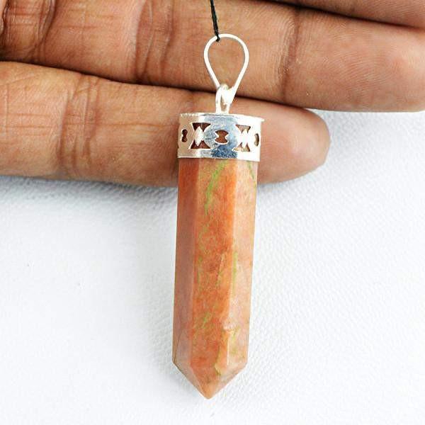 gemsmore:Natural Untreated Jasper Healing Point Pendant