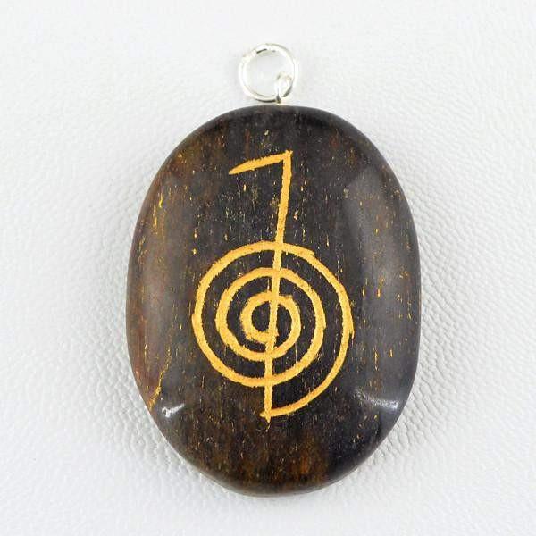 gemsmore:Natural Untreated Jasper Oval Shape Healing Chakra Pendant