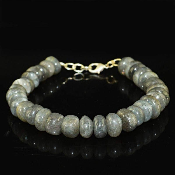 gemsmore:Natural Untreated Labradorite Bracelet Round Shape Beads