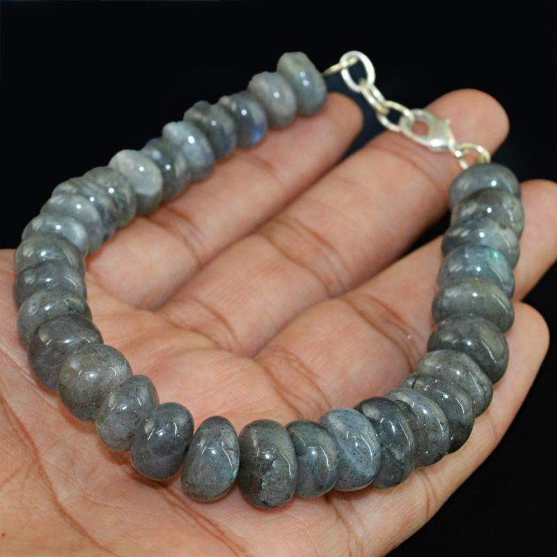 gemsmore:Natural Untreated Labradorite Bracelet Round Shape Beads