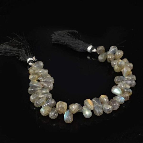 gemsmore:Natural Untreated Labradorite Drilled Beads Strand