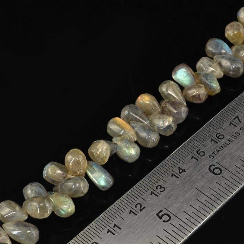 gemsmore:Natural Untreated Labradorite Drilled Beads Strand