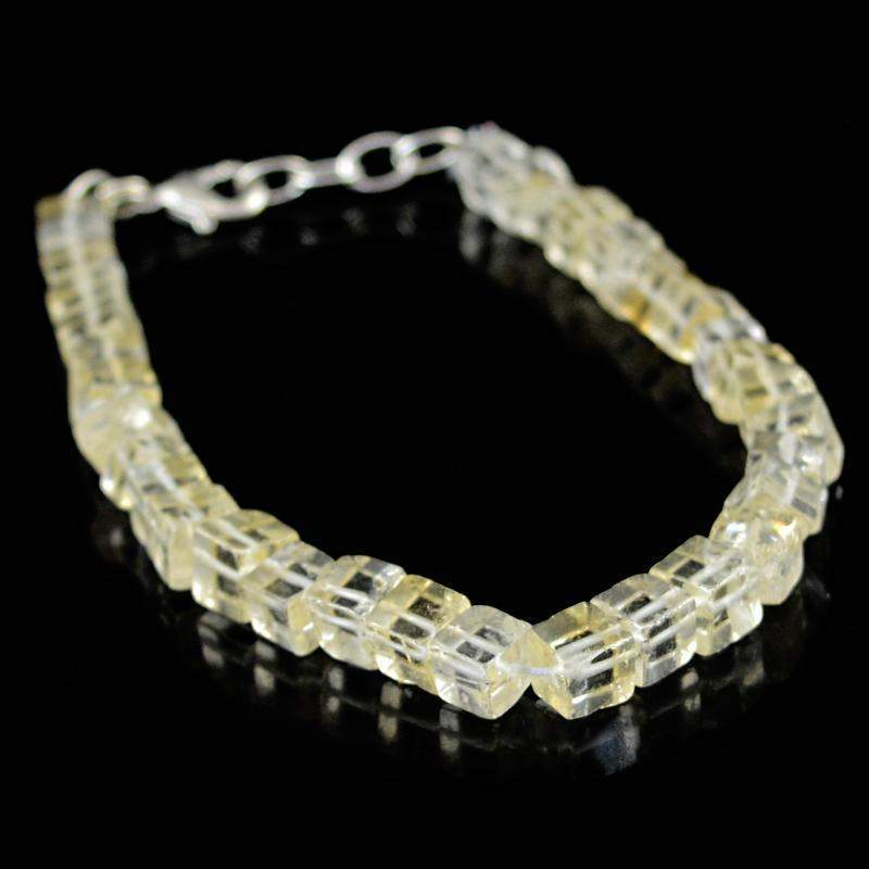 gemsmore:Natural Untreated Lemon Quartz Beads Bracelet