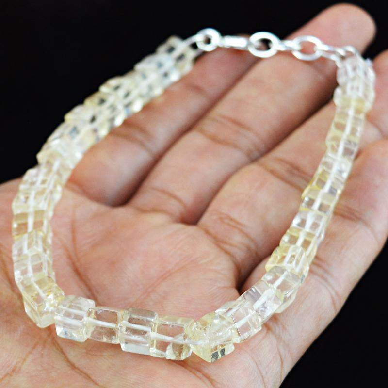 gemsmore:Natural Untreated Lemon Quartz Beads Bracelet
